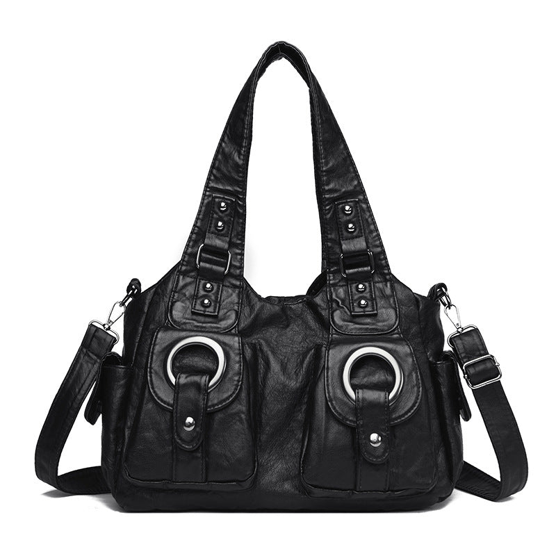 Women's Oil Wax Leather Motorcycle Retro Versatile Women's Shoulder Bag