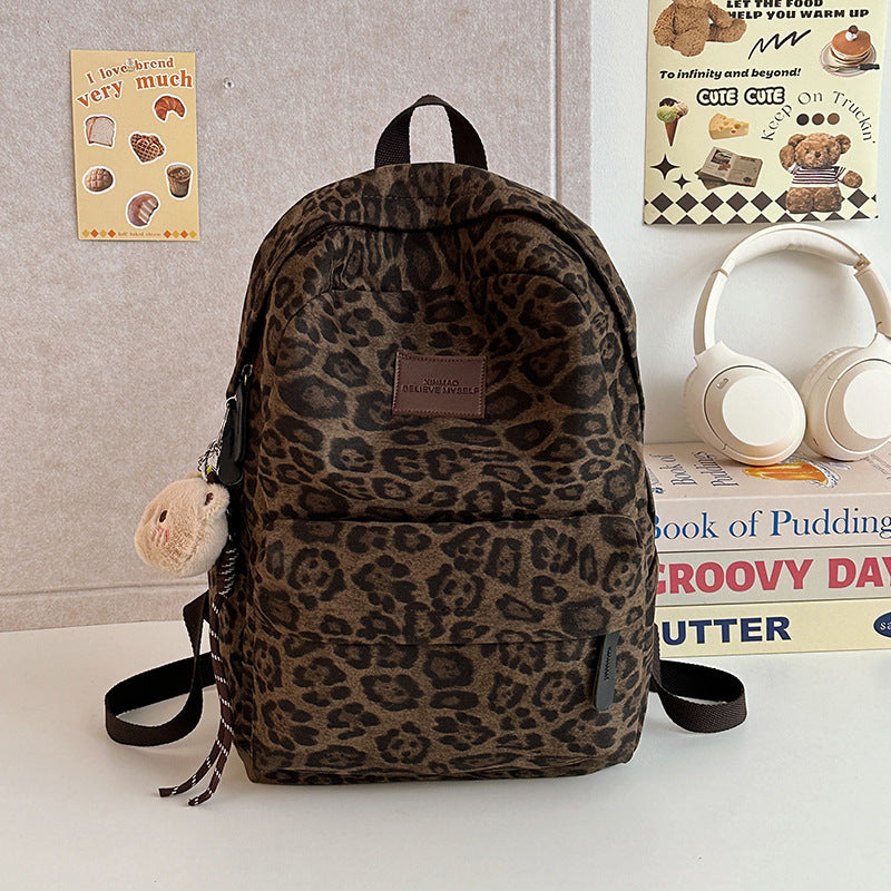 Women's Leopard Print Trendy Large Capacity Commuting Backpacks