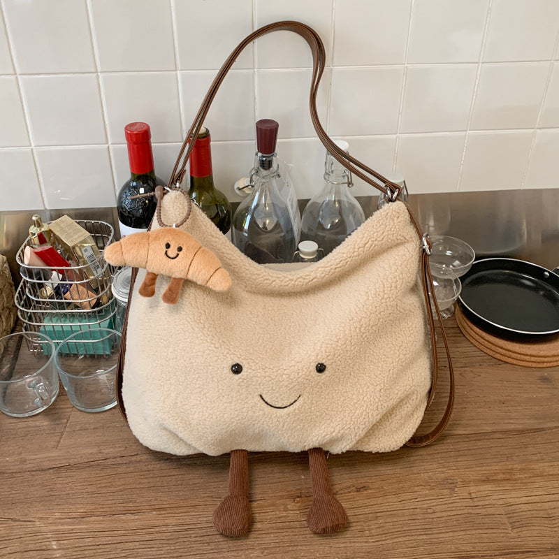 Women's Korean Plush Cloud Cute Cartoon Toast Leisure Commute Versatile Bags