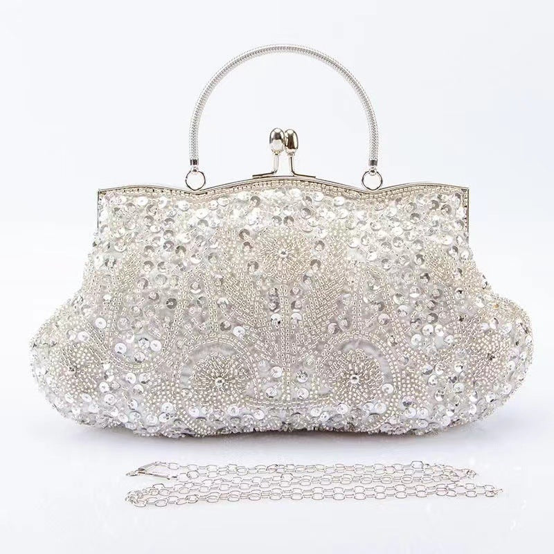Pearl Embroidery Dinner Cheongsam Perfect Match Vintage Bridal Women's Handbag