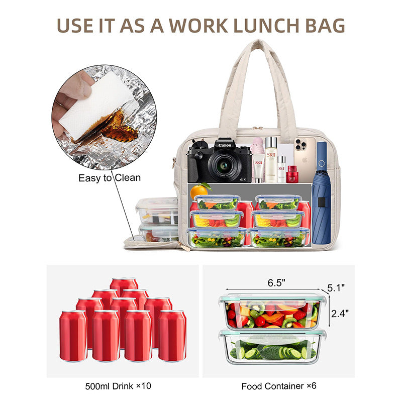 Lunch With Insulated Compartment Fluffy Quilted Bags