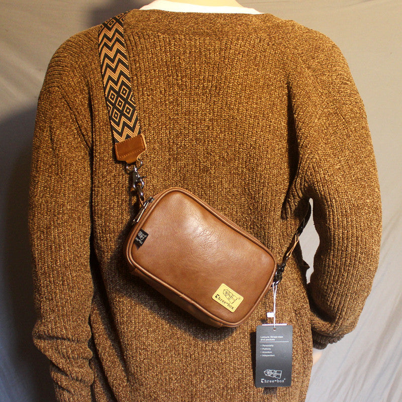 Durable Men's Fashion Leather Sloping Mobile Phone Bags
