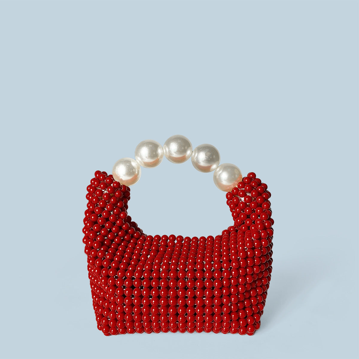 Retro Color Pearl Elegant Hand-woven Beads Boston Women's Handbag