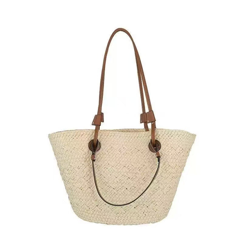 Strict Selection French Woven Leisure Vacation Large Capacity Simple Women's Handbag
