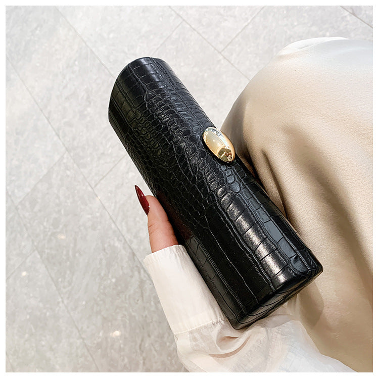 Warm Brown Crocodile Stripe Baguette Clutch Fashion Haulage Motor Dating Women's Messenger Bag