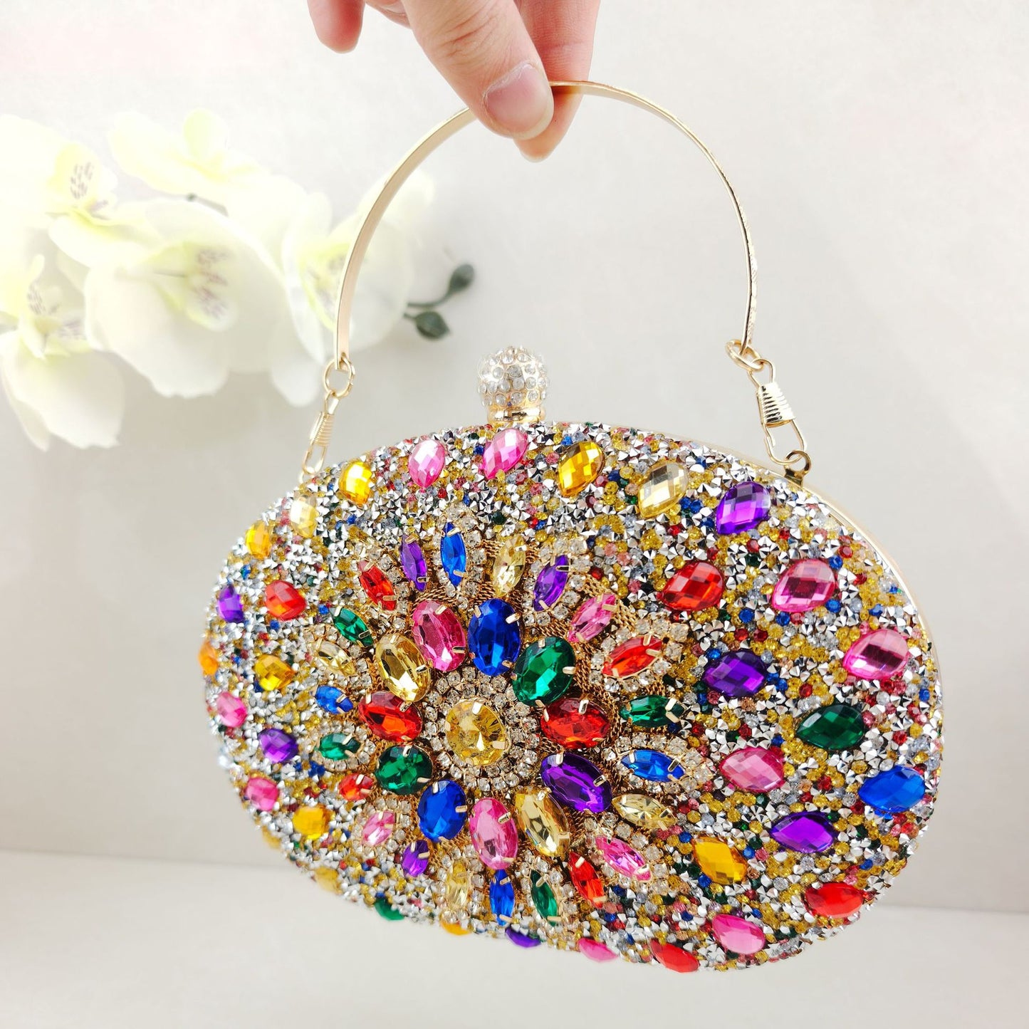 Diamond Texture Dress Banquet Party Match Metal Bags