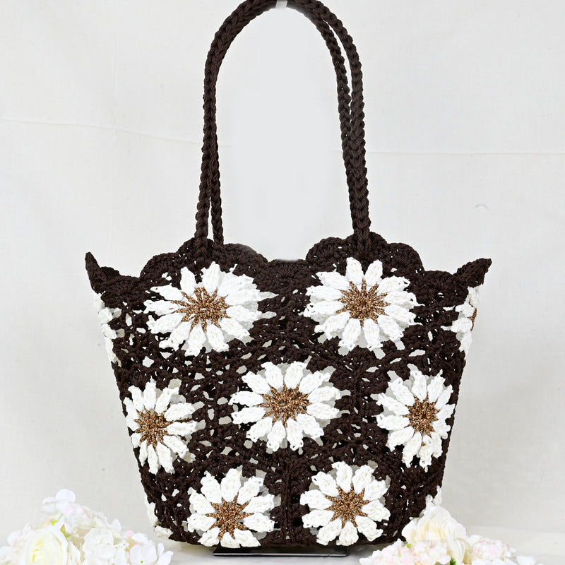 Women's Mini Oval Patchwork Hand-woven Crocheted Cotton Soft Women's Handbag