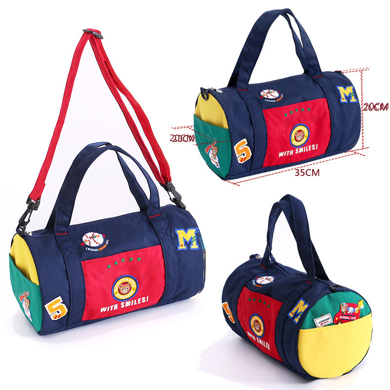 Versatile Baseball Fashion Cartoon Bear Color-matching Sports Satchel, Hanging Bag