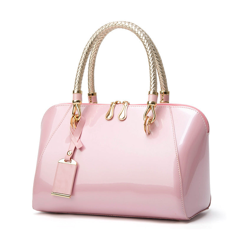 Versatile Women's Patent Leather Glossy Bridal Handbags