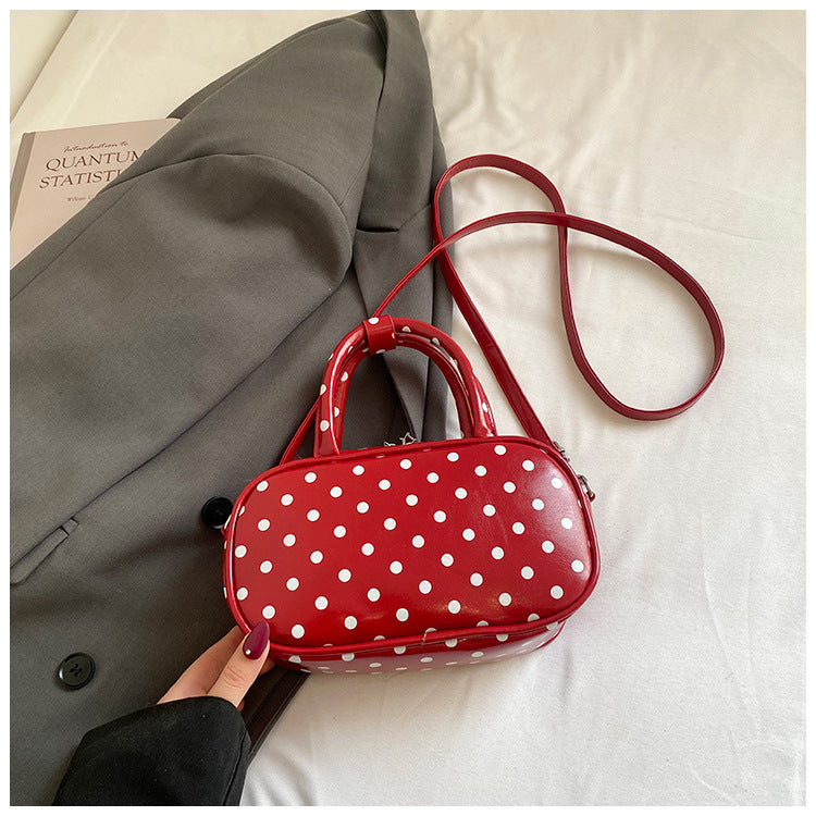 Korean Style Niche Sweet Bow Polka Dot Light Luxury Small Square Bag