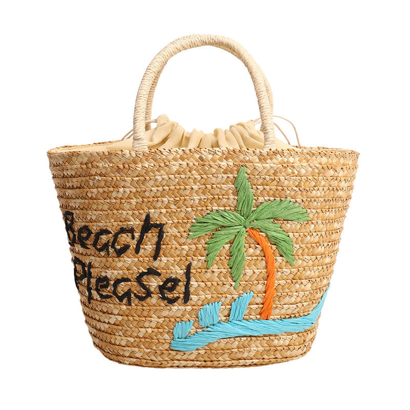 Cherry Lemon Straw Fashion Large Capacity Wheat Woven Seaside Vacation Women's Handbag