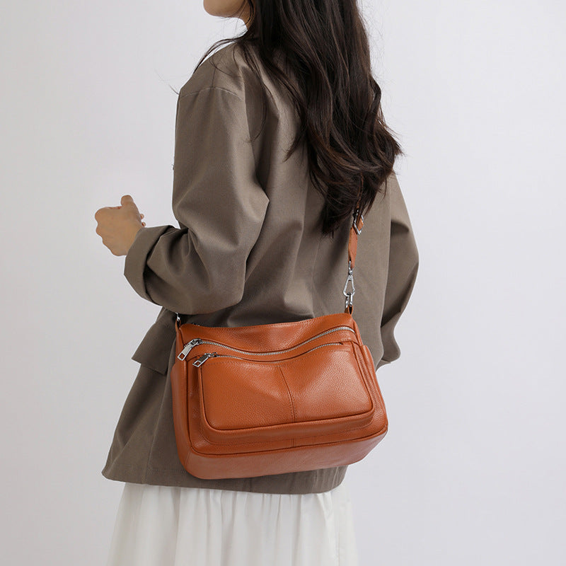 Female Lady First Layer Cowhide Large Capacity Women's Messenger Bag