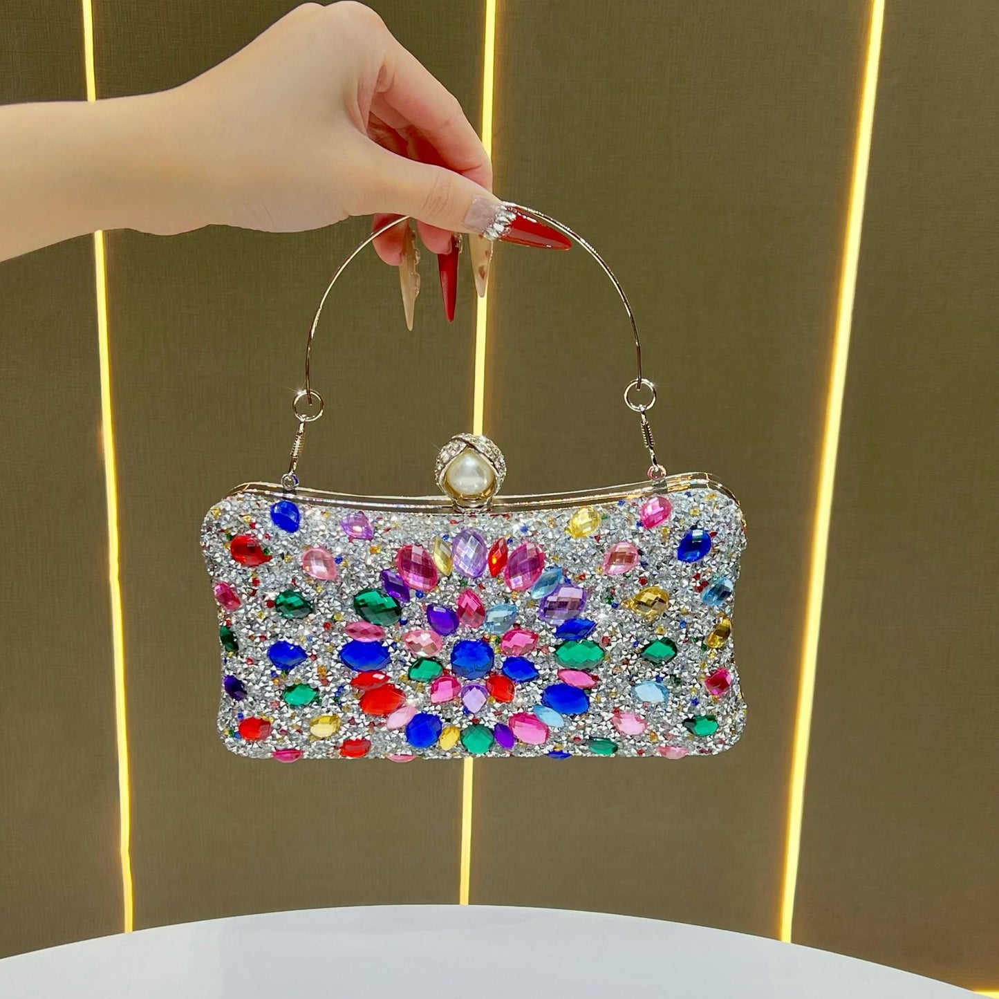 Women's High-grade Fashion Clutch Light Luxury Rhinestone Dinner Bag