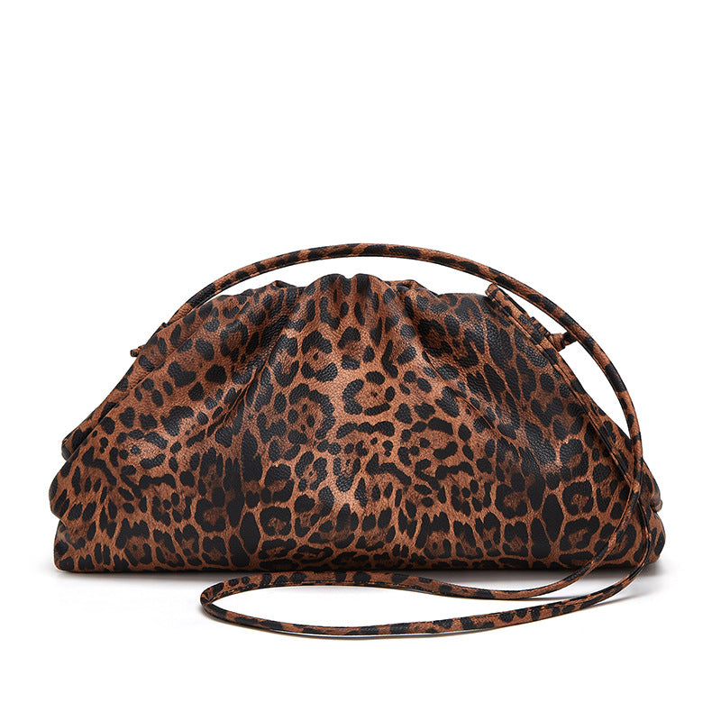 Women's Pleated Leopard Pattern Cloud Fashion Animal Bags