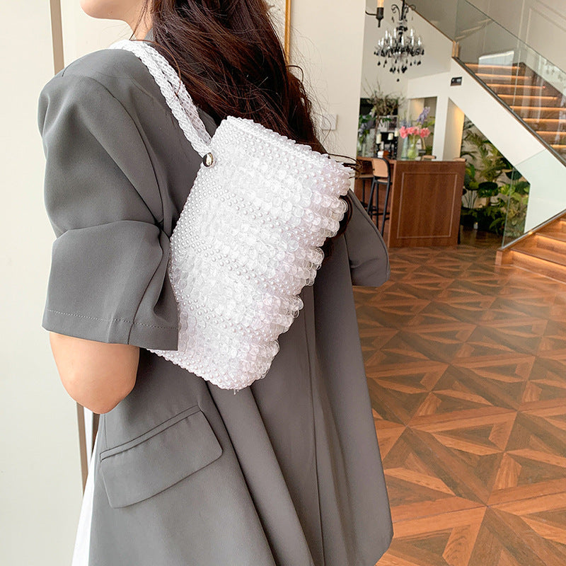 Summer Mori Style Soft Fashion Classic Pearl Hand Carrying Women's Shoulder Bag