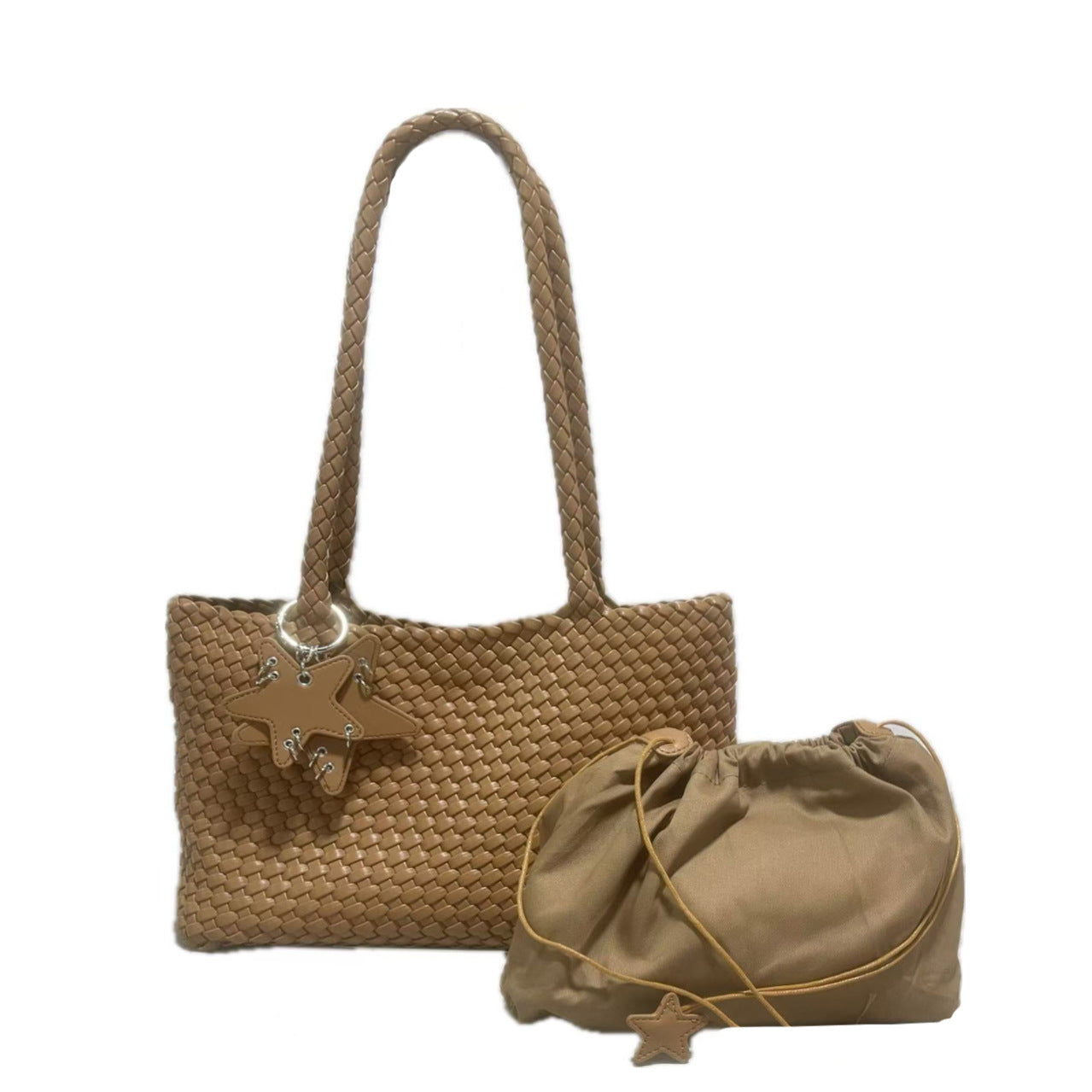 Women's Horizontal Woven Large Capacity Commuter Mother Underarm Vegetable Tote Bags
