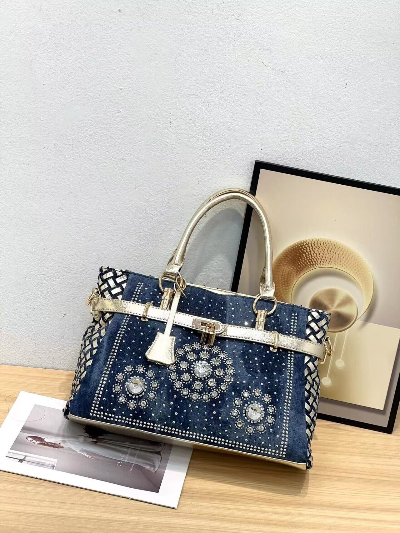 Women's Rivet Jean Portable Trendy Fashion Joker Women's Handbag