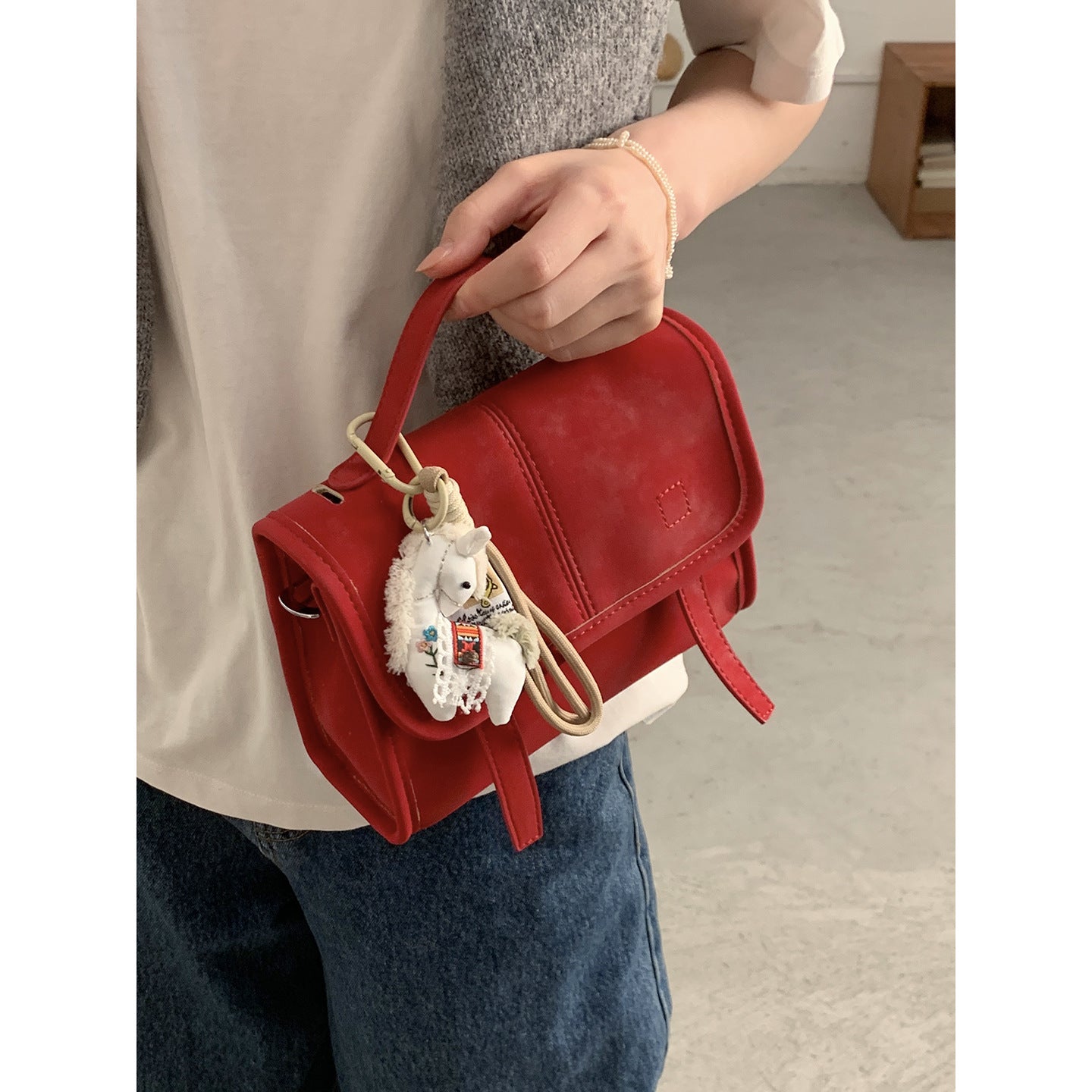 Women's Korean Style Fashion Carrying Simple Cambridge Small Square Bag