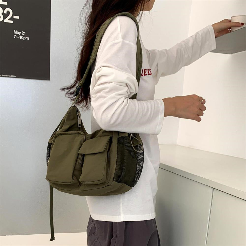 Women's Spring Nylon Cloth Lightweight Dumpling Solid Color Women's Shoulder Bag
