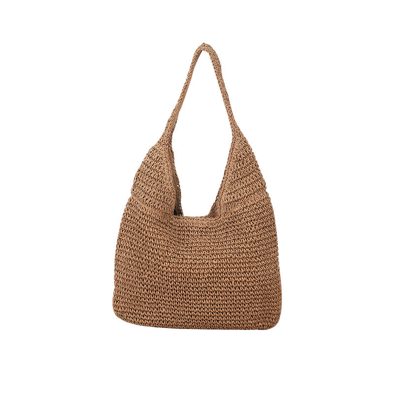 Women's Large Capacity Straw Woven Leisure Beach Vacation Portable Bags