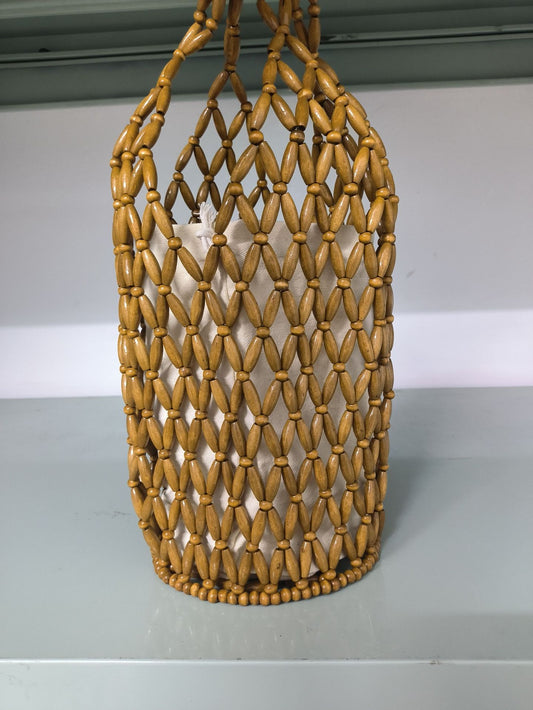 Women's Design With Wooden Beads Decoration Portable Women's Handbag