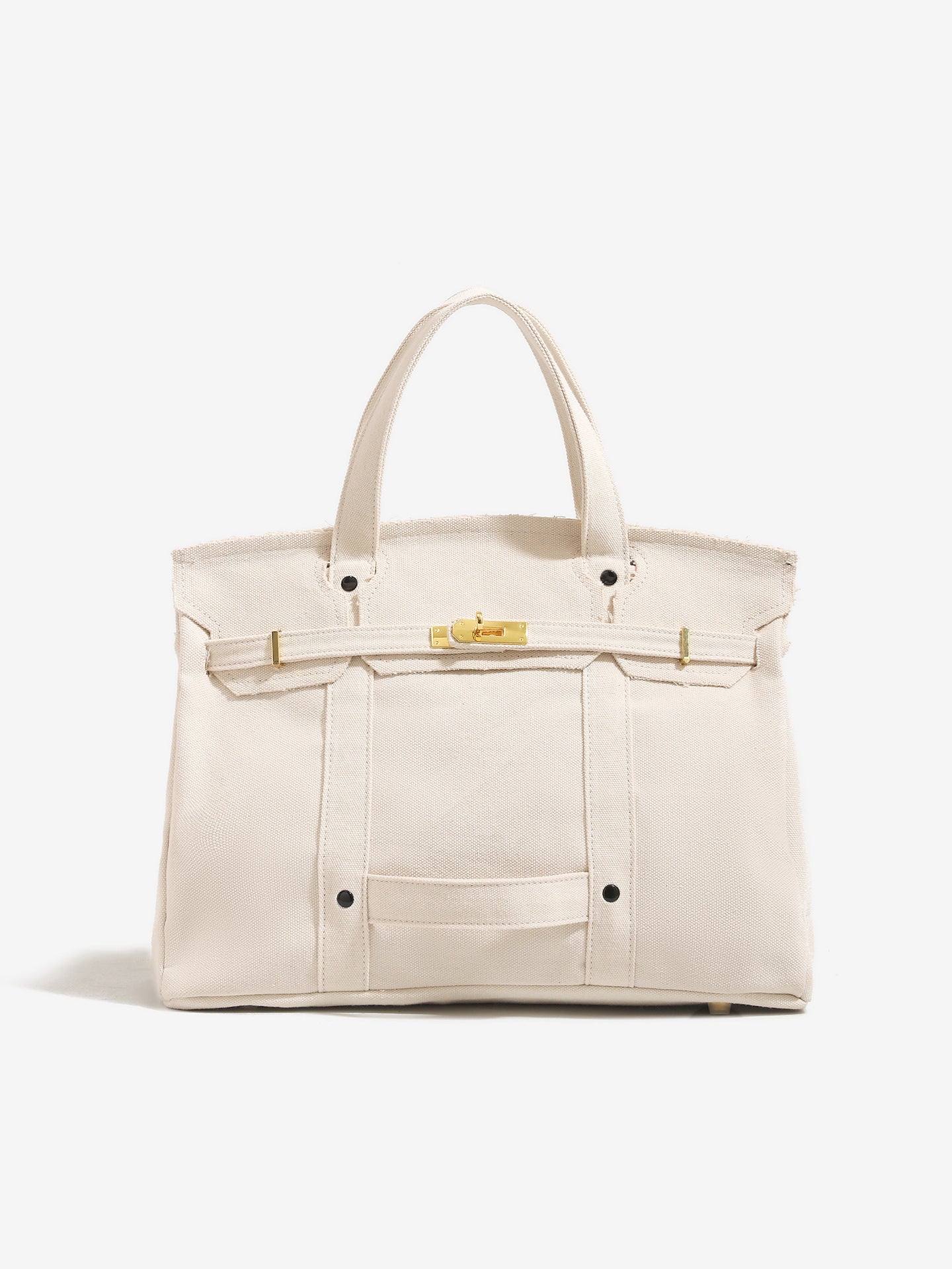Classic Contrast Color Portable Canvas Large Bags