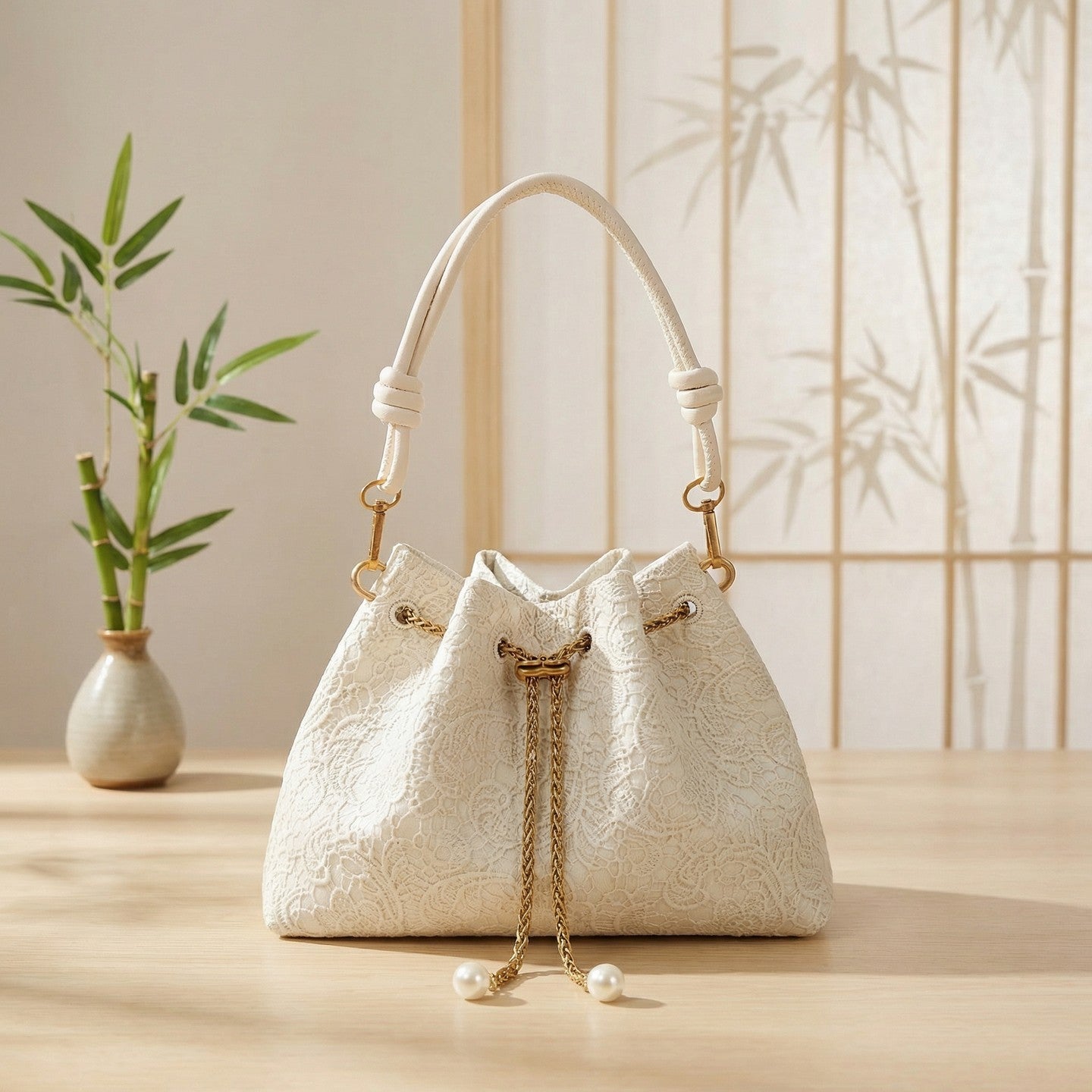 Street Fashion Chain Chinese Simple Drawstring Bucket Bags