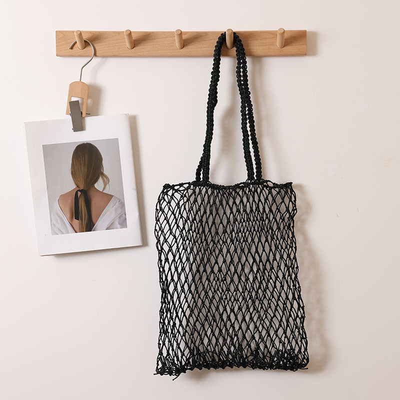 Hollow Mesh Pocket Woven Idle Style Bags