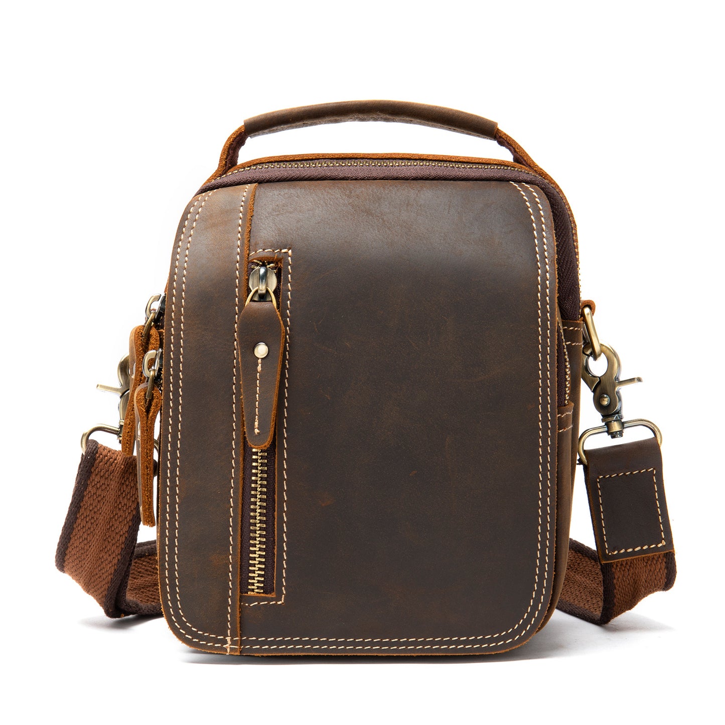 Men's Leather Fashion Crazy Horse First Layer Cowhide Men's Shoulder Bag