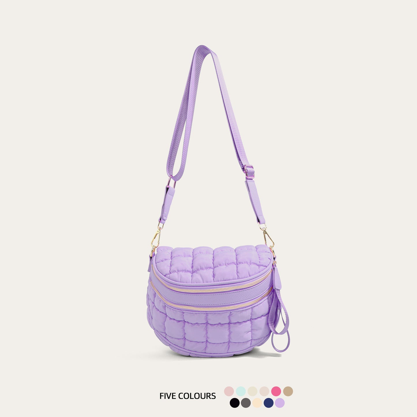 Women's Solid Color Large Capacity Double Zipper Women's Messenger Bag