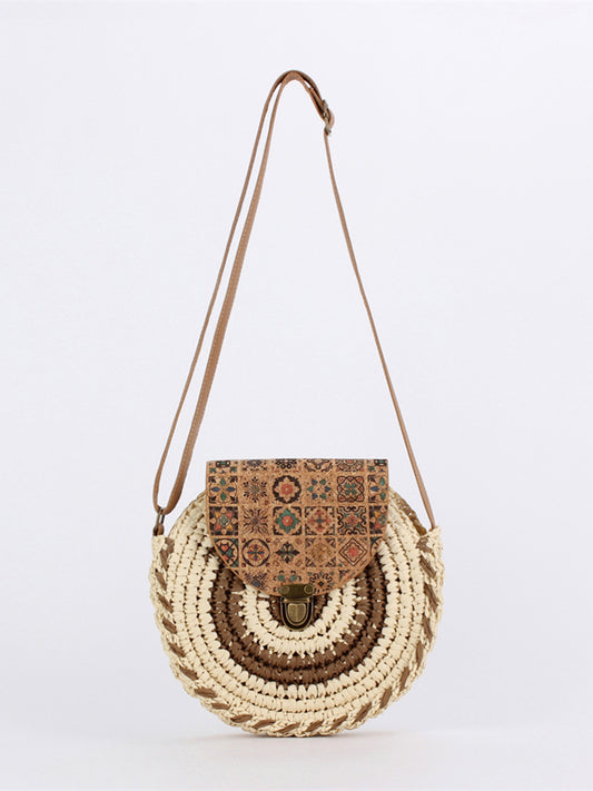 Women's Mori Style Artistic Woven Ethnic Minority Fashion Round Bags