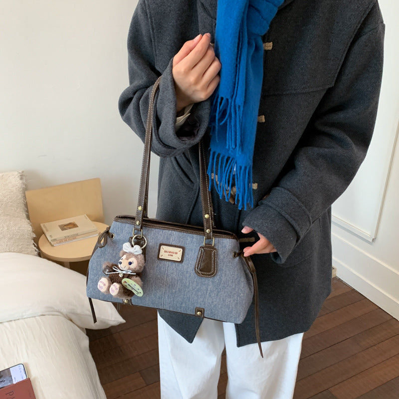 Women's Retro Denim Light Luxury Minority Senior Tote Bags