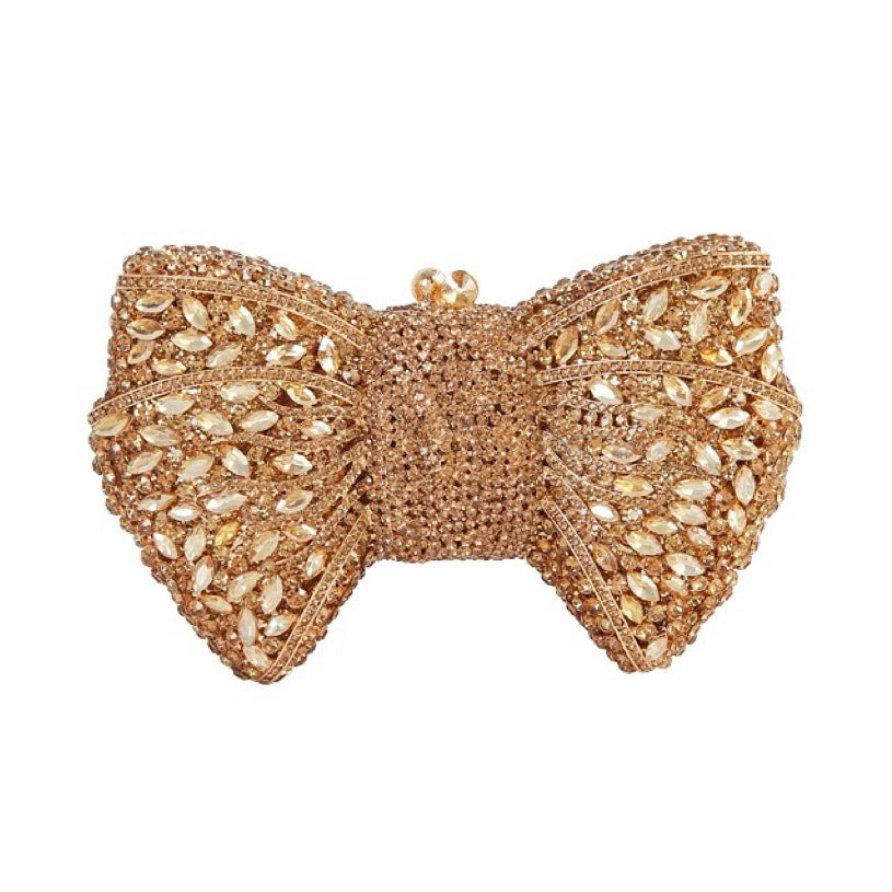 Women's Bow Diamond Hollow Full Clutch Banquet Evening Bags
