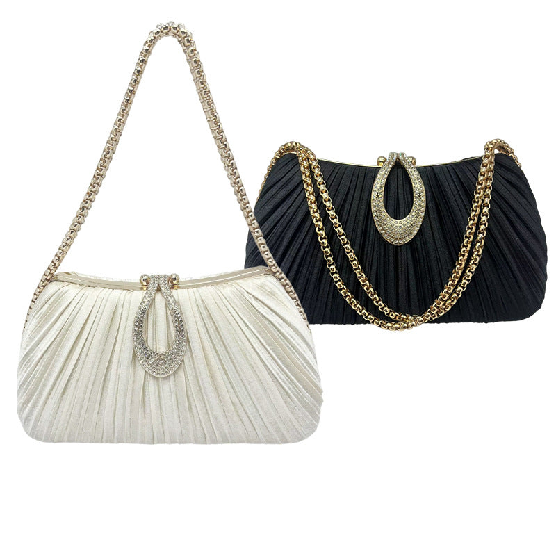 Pleated Solid Color Simple Fashion Elegant Cheongsam Dinner Bag