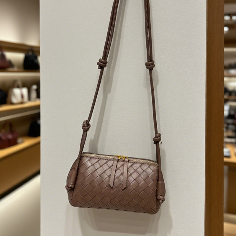 Women's Handmade Cowhide Woven Underarm Fashion Bags