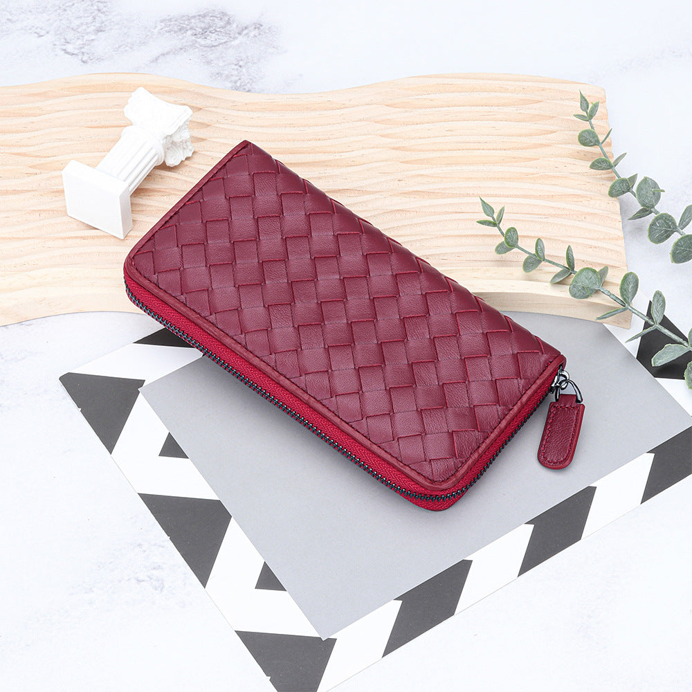Women's Genuine Leather Long Large Capacity Multiple Slots Zipper Bags
