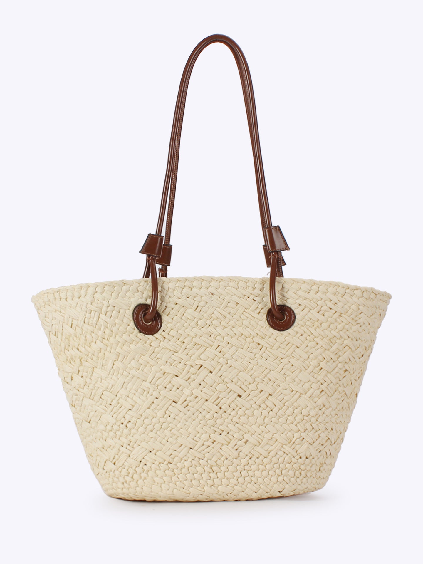 Style Fashion Solid Color Paper Woven Retro Contrast Mori Large Bags