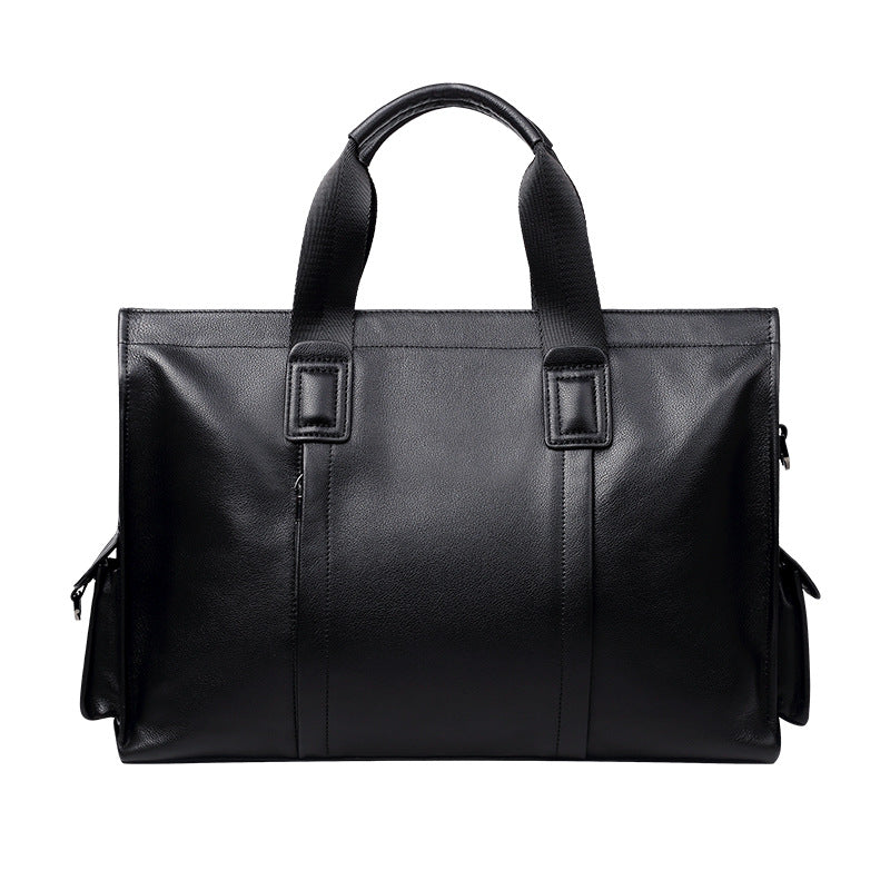 Men's Simple First Layer Cow Leather Computer Men's Tote