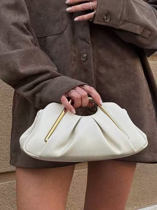 Women's Pleated Cloud Soft Leather Retro Light Luxury Dinner Bag
