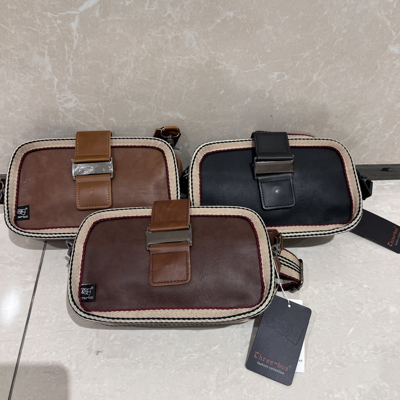 Women's & Men's Fashion Households Vintage Stripe Boston Mobile Men's Shoulder Bag