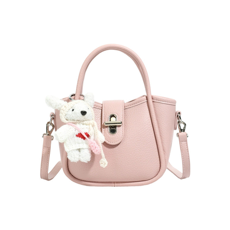 Women's Solid Color Niche Lychee Pattern Fresh Women's Messenger Bag