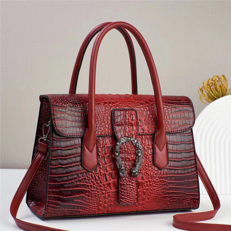 Fashion Alligator Print Large Capacity Versatile Party Shopping Women's Handbag