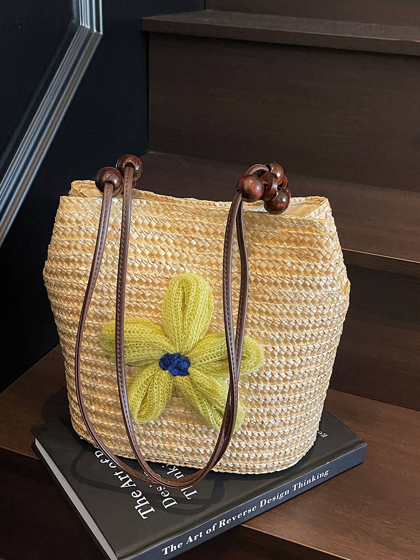 Women's Capacity Fashion Straw Woven Vacation Beach Vegetable Women's Shoulder Bag