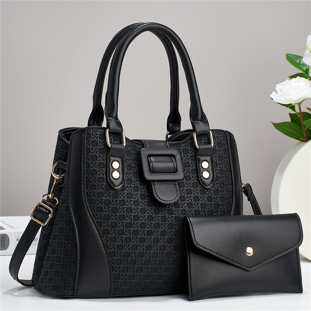 Women's Two-piece Fashion High Quality Elastic Material Large Handbags
