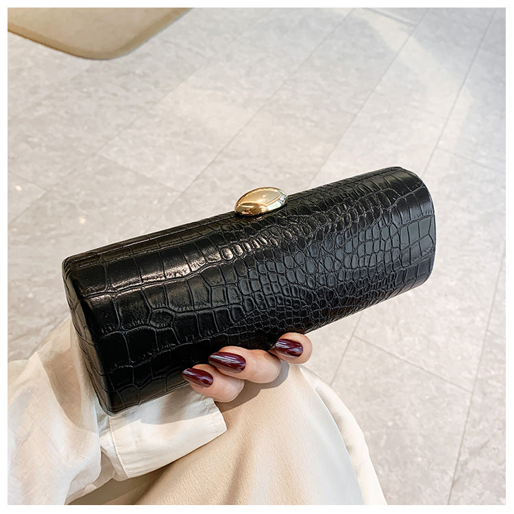 Warm Brown Crocodile Stripe Baguette Clutch Fashion Haulage Motor Dating Women's Messenger Bag