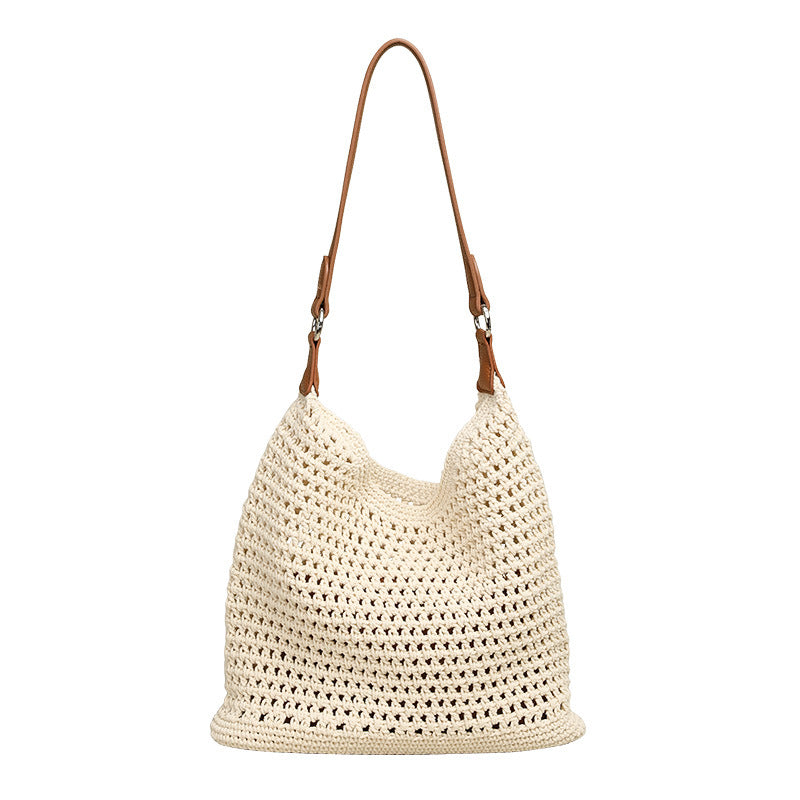 Women's Leisure Artistic Fashion Cotton Thread Hollow Hand-woven Women's Shoulder Bag