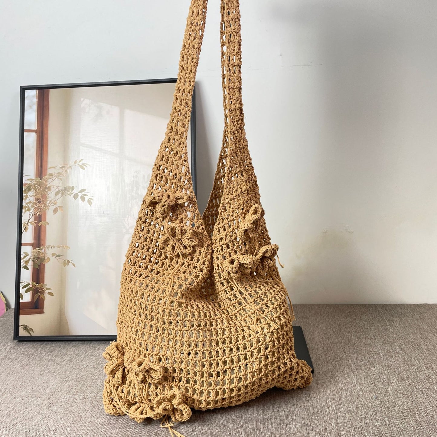 Women's Style Woven One Fashion Underarm Holiday Flowers Women's Shoulder Bag