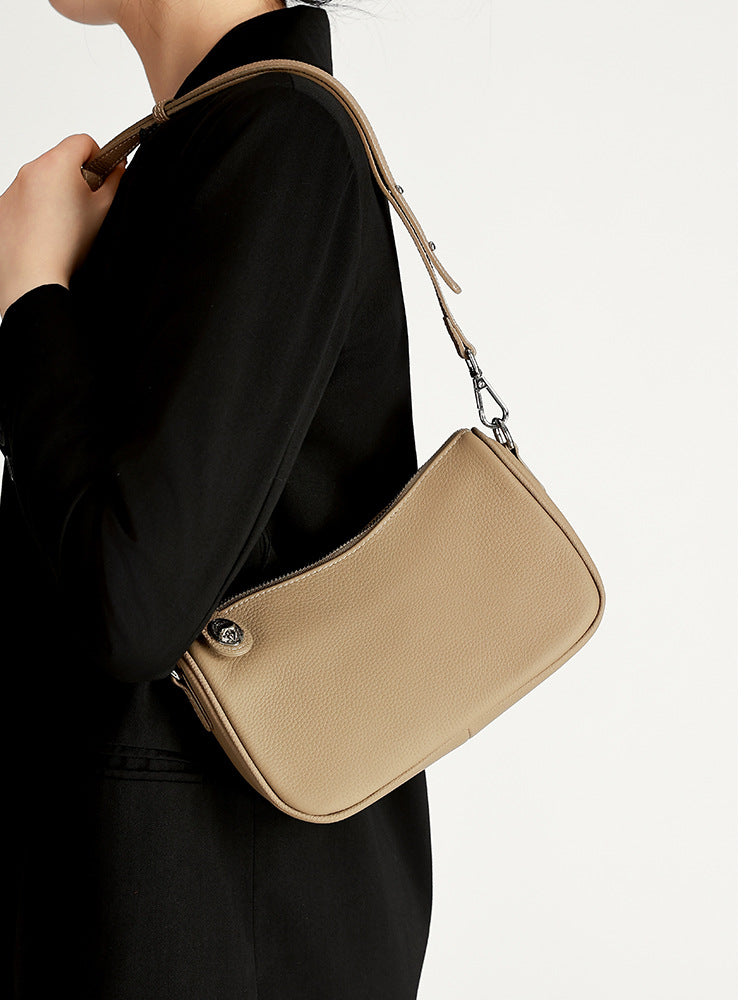 Women's Retro Trendy Soft Cowhide Mahjong Underarm Genuine Bags