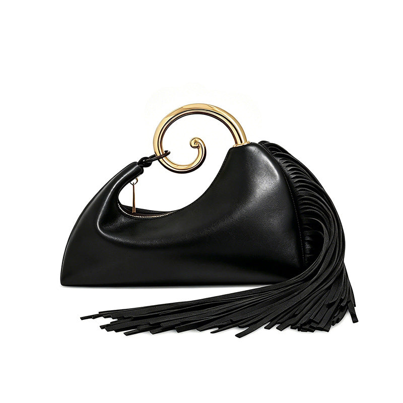French Elegant Metal Cloud Dinner Early Women's Handbag