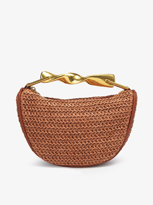 Z Home Straw Metal Portable Mini Zipper Fashion Women's Messenger Bag